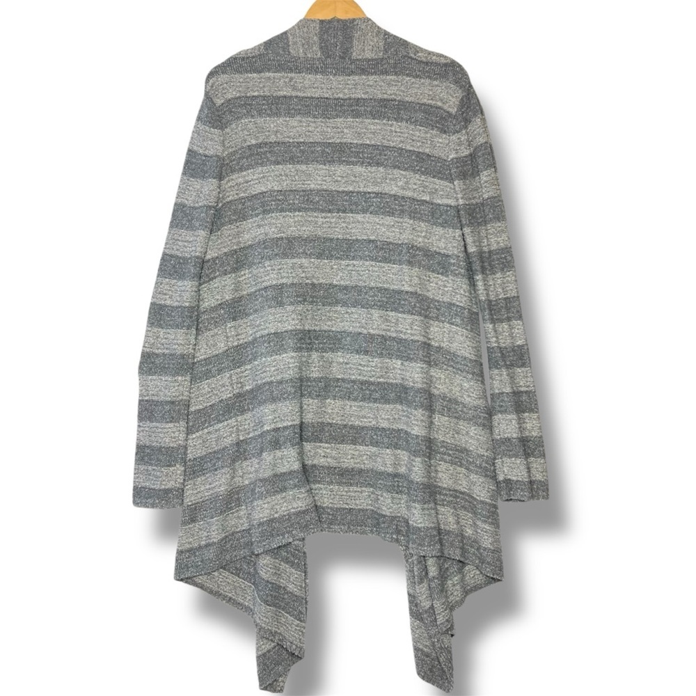 Barefoot‎ Dreams Bamboo Chic Lite Gray Stripe Calypso Wrap Cardigan Sweater L/XL - Picture 3 of 7